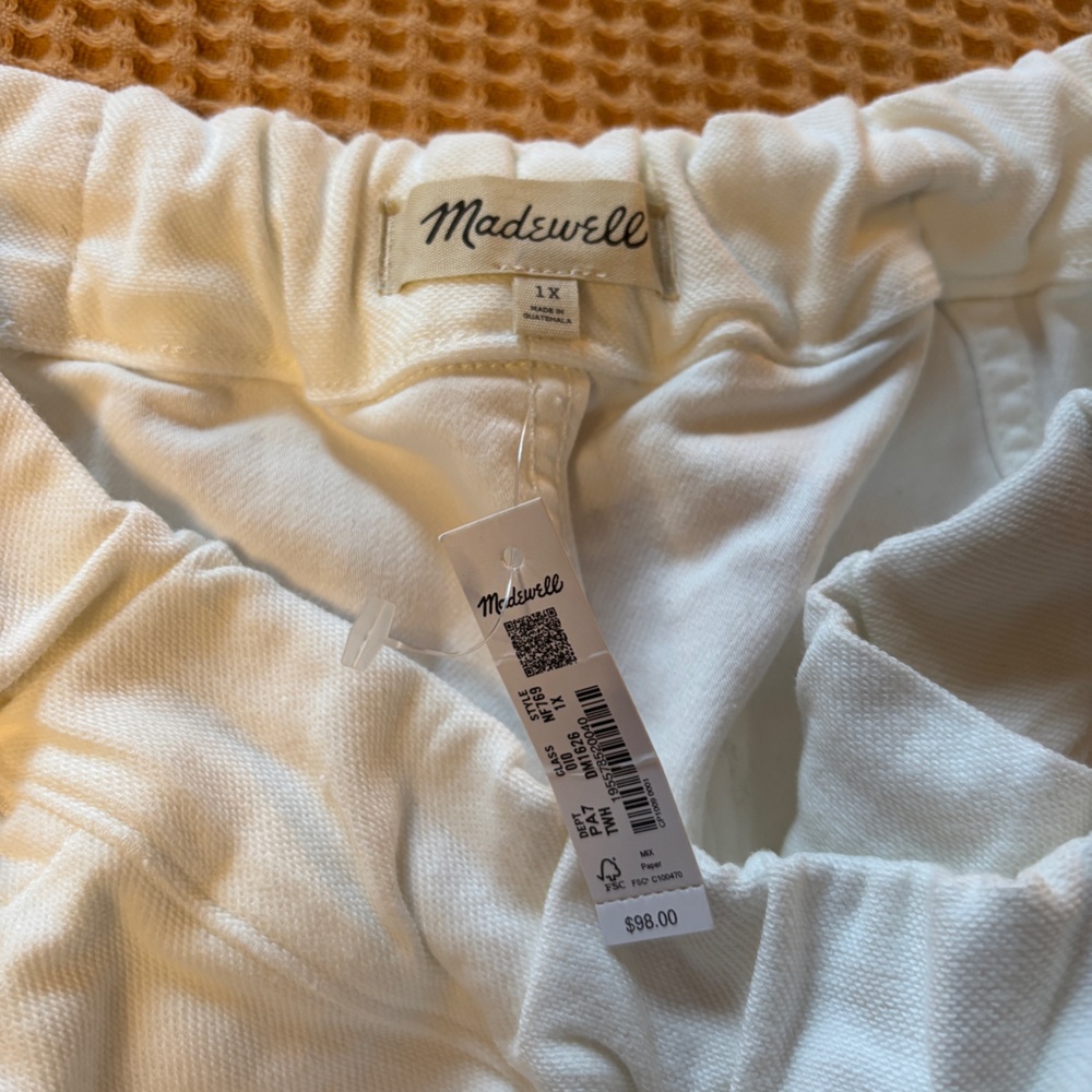 NWT Madewell Tapered-Leg Utility Pant | Pull-On, White, Cotton | Women’s Plus 1X - Picture 3 of 15